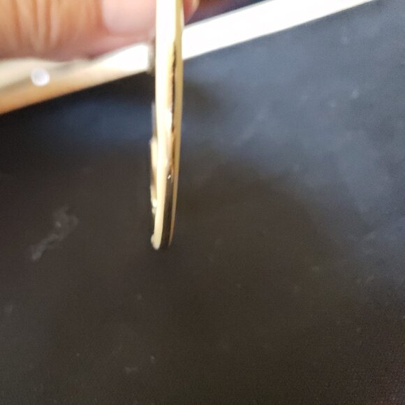 Vintage Hoop Earrings Cream and Gold - Picture 5 of 5